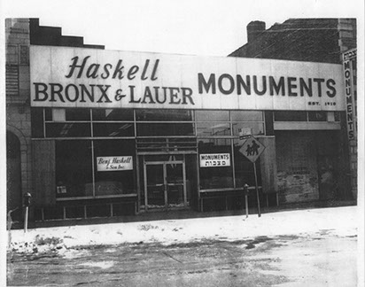 The storefront owned by Irving Haskell, located in the Bronx, NY