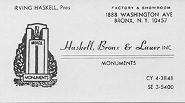 An old business card that belonged to Irving Haskell. 
